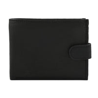 JARVIS JENKINS Black Genuine Leather Folding Wallet
