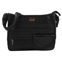 LEMONDE LONDON Black Genuine Leather Shoulder Bag with Adjustable Shoulder Strap