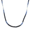 Shades of Blue Sapphire Beaded Necklace 20 Inches in Platinum Over Sterling Silver 55.00 ctw - Sticky add to cart bar