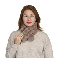 PASSAGE Brown Faux Fur Polyester Scarf (25.5"x4")