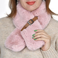 PASSAGE Gray Faux Fur Polyester Scarf with Buckle (35"x5") - Sticky add to cart bar