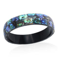 Abalone Shell Inlay Bangle Bracelet With Black Resin| Beach Fashion Jewelry For Women  (8.0 in) - Sticky add to cart bar