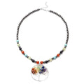 Magnetic By Design Multi Gemstone, Magnetised Hematite 7 Chakra Pendant with Necklace (20 Inches) in Silvertone 227.00 ctw - Sticky add to cart bar