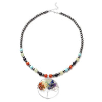 Magnetic By Design Multi Gemstone, Magnetised Hematite 7 Chakra Pendant with Necklace (20 Inches) in Silvertone 227.00 ctw