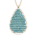 Blue Howlite Tear Drop Necklace 20 Inches in Goldtone - Sticky add to cart bar