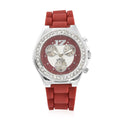 STRADA White Austrian Crystal Japanese Movement Watch with Black Silicone Strap - Sticky add to cart bar