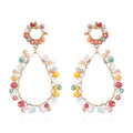 Simulated Multi Gemstone and Resin Drop Earrings in Goldtone - Sticky add to cart bar