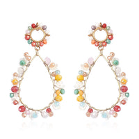 Simulated Multi Gemstone and Resin Drop Earrings in Goldtone