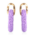 White Seed Beads Hoop Earrings in Goldtone - Sticky add to cart bar