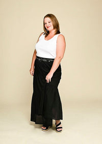 Tiered Solid Maxi Skirt