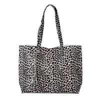 PASSAGE Black Leopard Pattern Faux Leather Tote Bag (14.2"x4.33"x11.81") with Handle Drop (9")