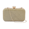 Silver Color Iron and Crystal Clutch Bag (7.87"x1.57"x4.72") with Chain Strap - Sticky add to cart bar