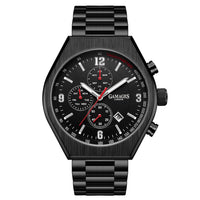 GAMAGES OF LONDON Limited Edition Hand Assembled Enterprise Automatic Movement Watch in ION Plated Black Stainless Steel (45mm) with FREE GIFT PEN