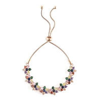 Simulated Multi Color Diamond 7.85 ctw Bolo Bracelet in Rosetone