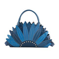 CHAOS BY ELSIE Blue Solid Genuine Leather Convertible Bag (13.78"x3.15"x8.27") with Handle Drop and Shoulder Strap - Sticky add to cart bar