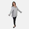 TAMSY White V-Neck Collar Top - L - Sticky add to cart bar
