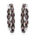 Brazilian Smoky Quartz Hoop Earrings in Platinum Over Sterling Silver 9.40 ctw - Sticky add to cart bar