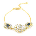 Ruby and Polki Diamond Lotus Floral Bracelet in 14K Yellow Gold Over Sterling Silver (6.50 In) 3.40 ctw - Sticky add to cart bar