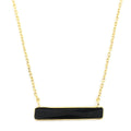 Black Onyx Bar Necklace 16 Inches in Goldtone 8.00 ctw - Sticky add to cart bar