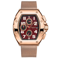 GAMAGES OF LONDON Limited Edition Hand Assembled Dimensional Automatic Movement Mesh Strap Watch in ION Plated RG Over Stainless Steel (45mm)