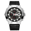 GAMAGES OF LONDON Limited Edition Hand Assembled Military Sports Automatic Movement Black Genuine Leather Strap Watch (45mm) - Sticky add to cart bar