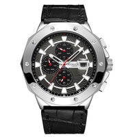 GAMAGES OF LONDON Limited Edition Hand Assembled Military Sports Automatic Movement Black Genuine Leather Strap Watch (45mm)