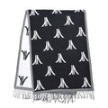 Black and White Pashmina Poncho with Tassels (23.5"x70.5") - Sticky add to cart bar