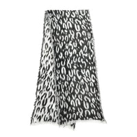Black and White Leopard Pattern Pashmina Poncho (15.5"x86.5")