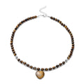 Lapis Lazuli Heart Pendant with Beaded Necklace 18-20 Inches in Silvertone 113.00 ctw - Sticky add to cart bar
