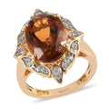 Brazilian Red Citrine and Zircon Ring in Vermeil Yellow Gold Over Sterling Silver (Size 9.0) 5.60 ctw - Sticky add to cart bar