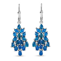 Ethiopian Welo Opal Cluster Earrings in Platinum Over Sterling Silver 4.50 ctw