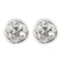 0.50 ctw Polki Moissanite Solitaire Stud Earrings in Platinum Over Sterling Silver