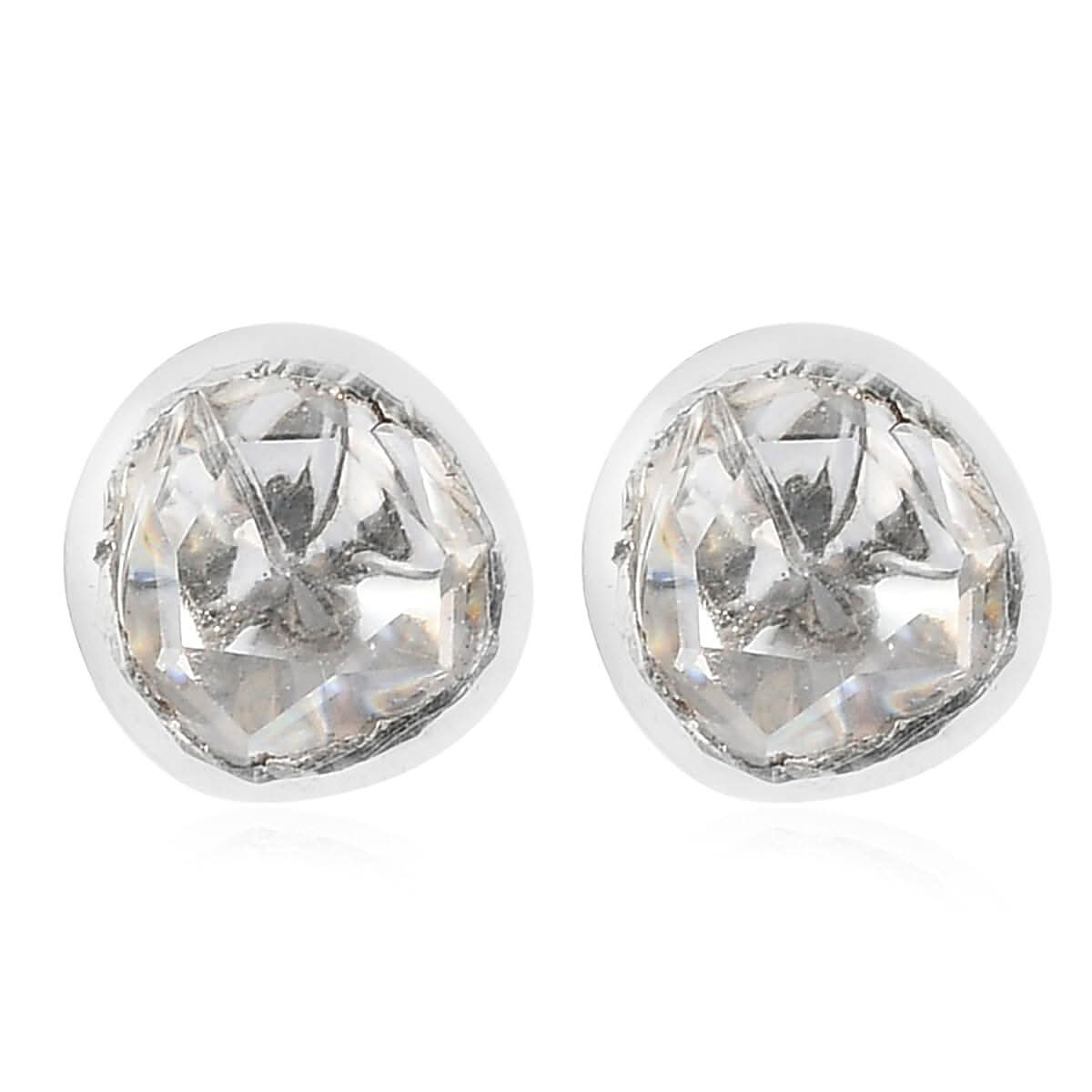 0.50 ctw Polki Moissanite Solitaire Stud Earrings in Platinum Over Sterling Silver (1)