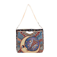 Beige Venice Theme Jacquard Pattern Crossbody Bag (15.35"x3.9"x11.4") with Detachable Shoulder Strap