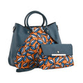 Set of 2 Teal and Yellow Leaf Pattern Nylon, Faux Leather Tote Bag and Clutch - Sticky add to cart bar