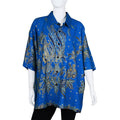 JOVIE Blue Peacock Motif Printed Batik Shirt - M - Sticky add to cart bar