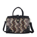 Black & Brown Snake Skin Print Genuine Leather Convertible Tote Ba (12.6"x4.72"x9.06") - Sticky add to cart bar
