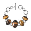 South African Yellow Tiger's Eye Section and Toggle Clasp Bracelet in Stainless Steel (6.50 In) 54.00 ctw - Sticky add to cart bar