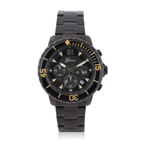GENOA Multi-Functional Quartz Movement Watch with Black Dial & ION Plated Black Stainless Steel Strap
