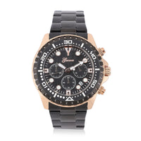 GENOA Multi-functional Quartz Movement Watch with Black Dial & Stainless Steel Strap (46 mm)