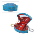 Chinese Silk Brocade Pattern Fanshaped Jewelry Box (5.7"x3.9"x2")- Black - Sticky add to cart bar