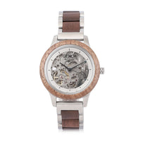 GENOA Automatic Mechanical Movement Watch with Stainless Steel Strap with Black Sandal and Glass Back