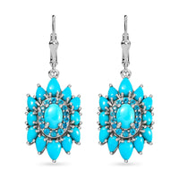 Sleeping Beauty Turquoise and Malgache Neon Apatite Cocktail Earrings in Platinum Over Sterling Silver 7.75 ctw