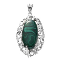 African Malachite Fancy Pendant in Platinum Over Copper with Magnet 26.40 ctw