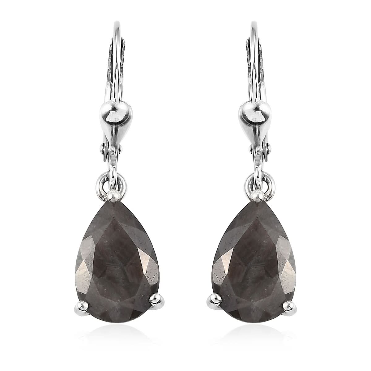 Natural Silver Sapphire Lever Back Earrings in Platinum Over Sterling Silver 7.70 ctw