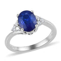 Tanzanian Blue Spinel and Zircon Ring in Platinum Over Sterling Silver 1.60 ctw - Sticky add to cart bar