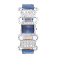 STRADA 10th ANNIVERSARY SPECIAL Austrian Crystal Japanese Movement Watch with Sapphire Blue Faux Leather Band - Sticky add to cart bar