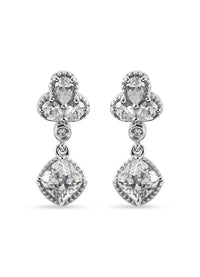 Lustro Stella Made with Finest CZ Dangle Earrings in Platinum Over Sterling Silver 5.75 ctw