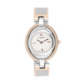 STRADA White Austrian Crystal Japanese Movement Ladies Bangle Watch in Dualtone (6.50 In) - Sticky add to cart bar