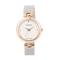 STRADA White Austrian Crystal Japanese Movement Ladies Bangle Watch in Rosetone - Sticky add to cart bar